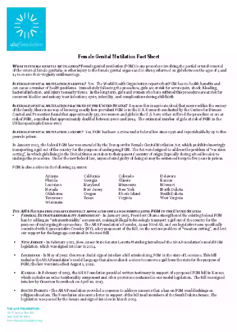 FGM in USA: Fact Sheet